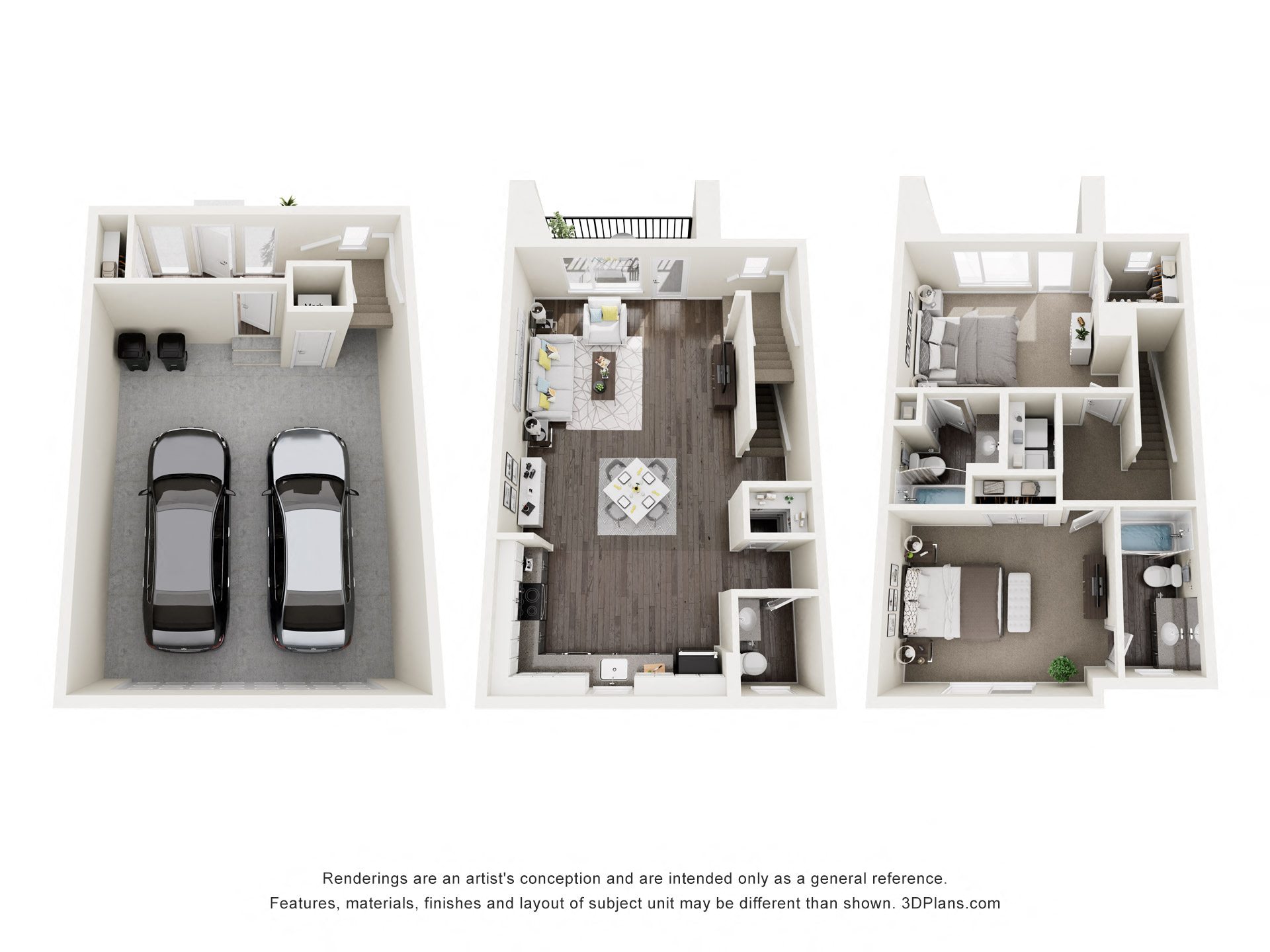 Floor plan for 2 beds, 2.5 baths, 2153 sqft